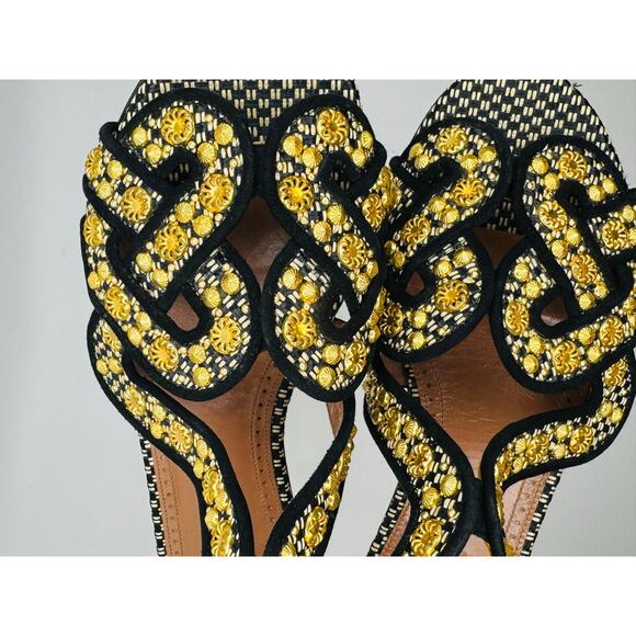 Alaïa Woven Black and Gold Embellished Sandals size EU 35 / US 5 - Picture 5 of 10